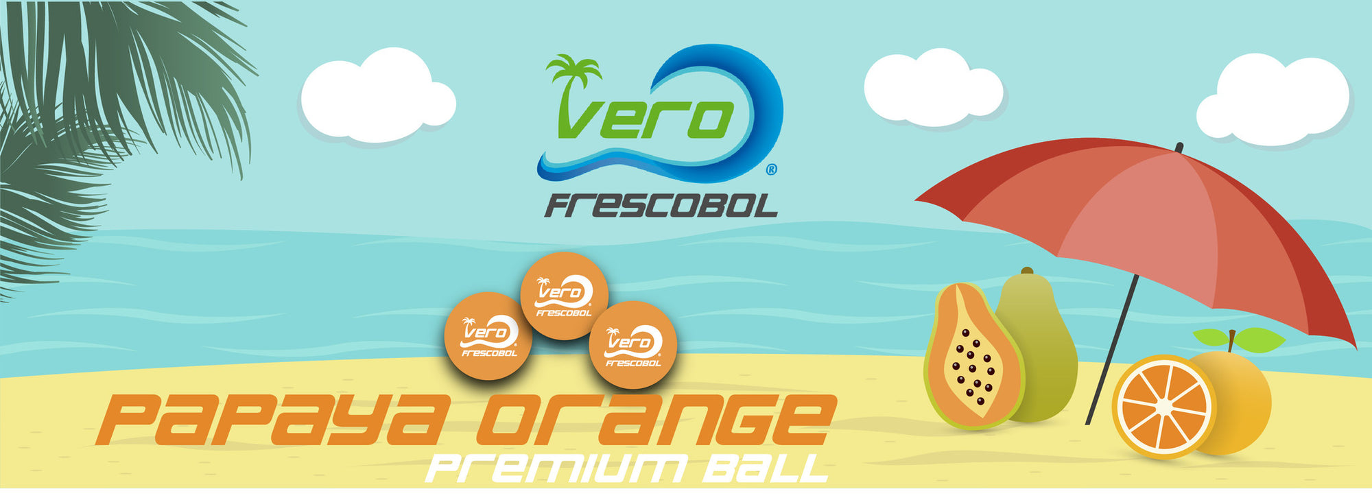 Frescobol balls in Papaya Orange for fun beach game play