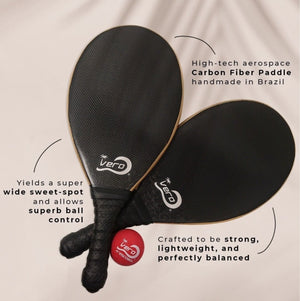 Frescobol Preto Carbon Fiber Beach Paddle Kit