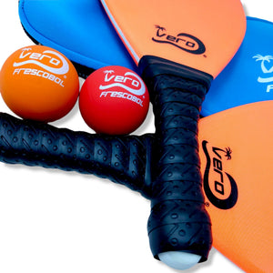 Frescobol Florida Laranja Fiberglass Beach Paddle Ball Kit - Vero Frescobol