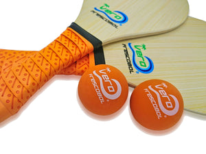 Florida Orange Wood Frescobol Beach Paddle Game Kit