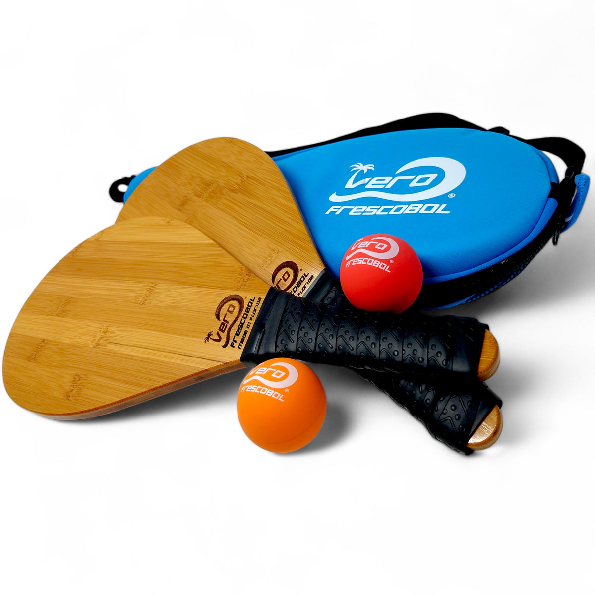 Bamboo Frescobol Beach Paddle Game Kit