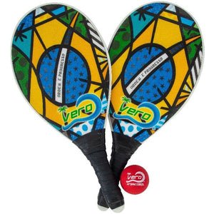 Frescobol Brasil Flag Animado Beach Paddle Kit - Vero Frescobol