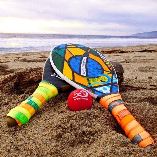 Frescobol Brasil Flag Animado Beach Paddle Kit - Vero Frescobol