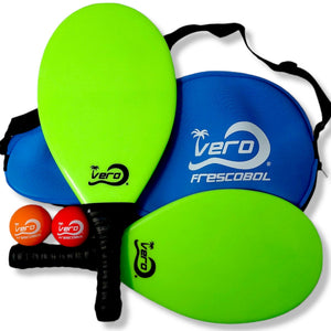 Frescobol Florida Limao Fiberglass Beach Paddle Ball Kit - Vero Frescobol