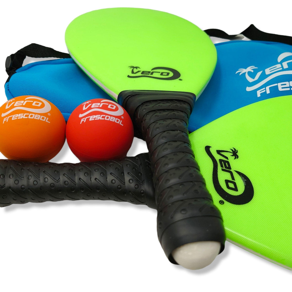 Frescobol Florida Limao Fiberglass Beach Paddle Ball Kit - Vero Frescobol