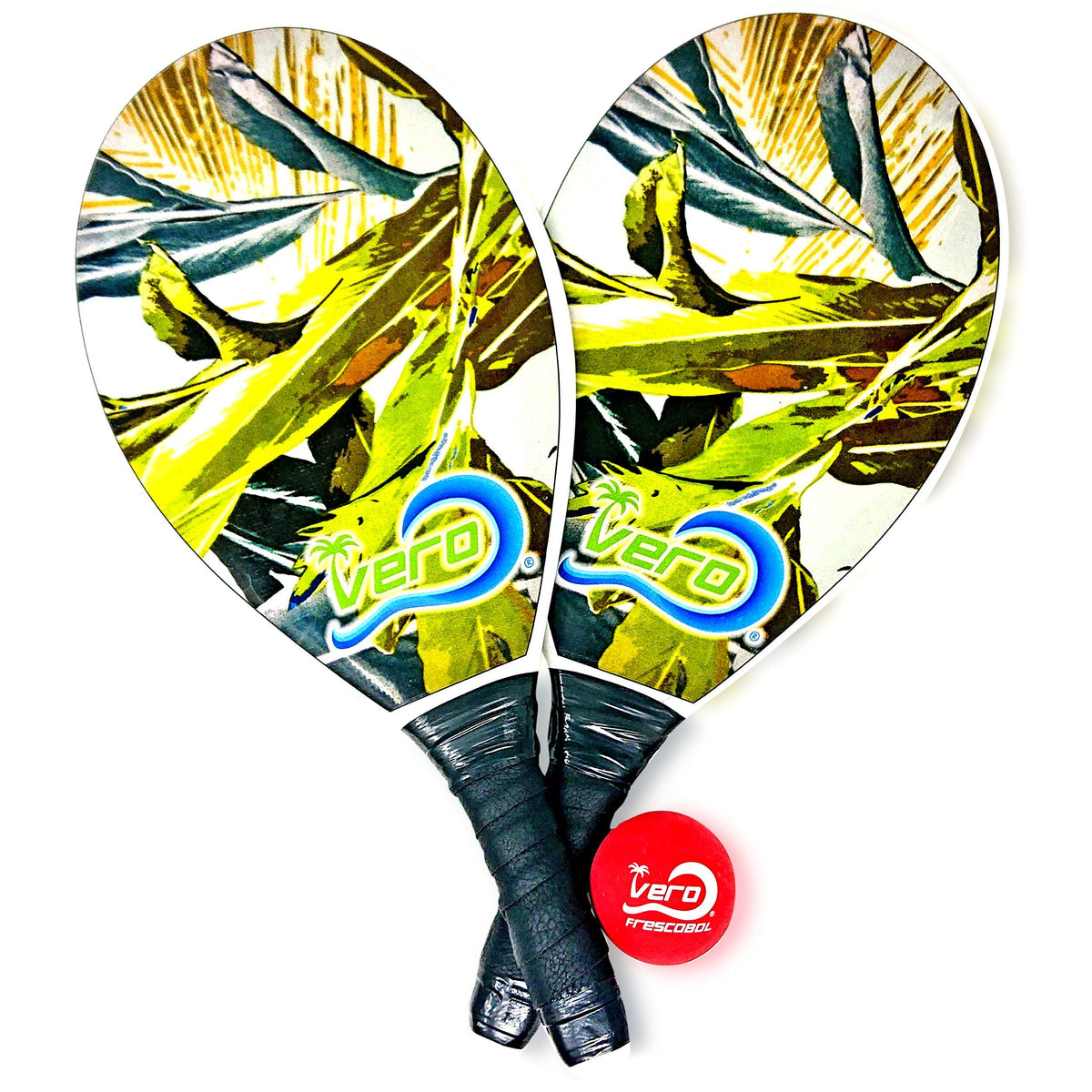 Frescobol Tropical Leaf Beach Paddle Kit - Vero Frescobol