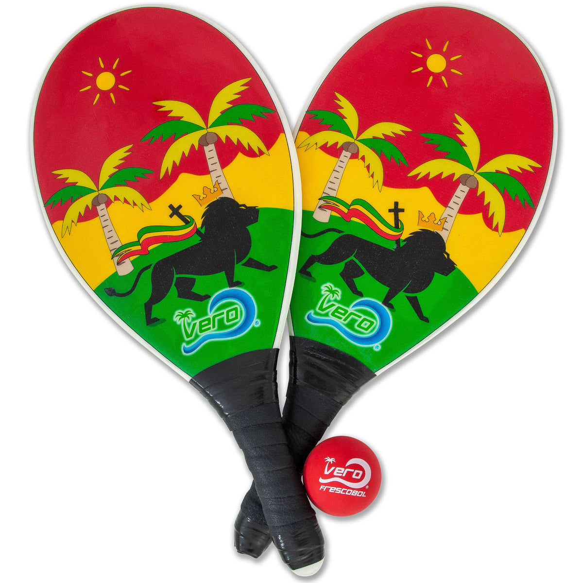Frescobol Lion of Judah Rasta Beach Paddle Kit