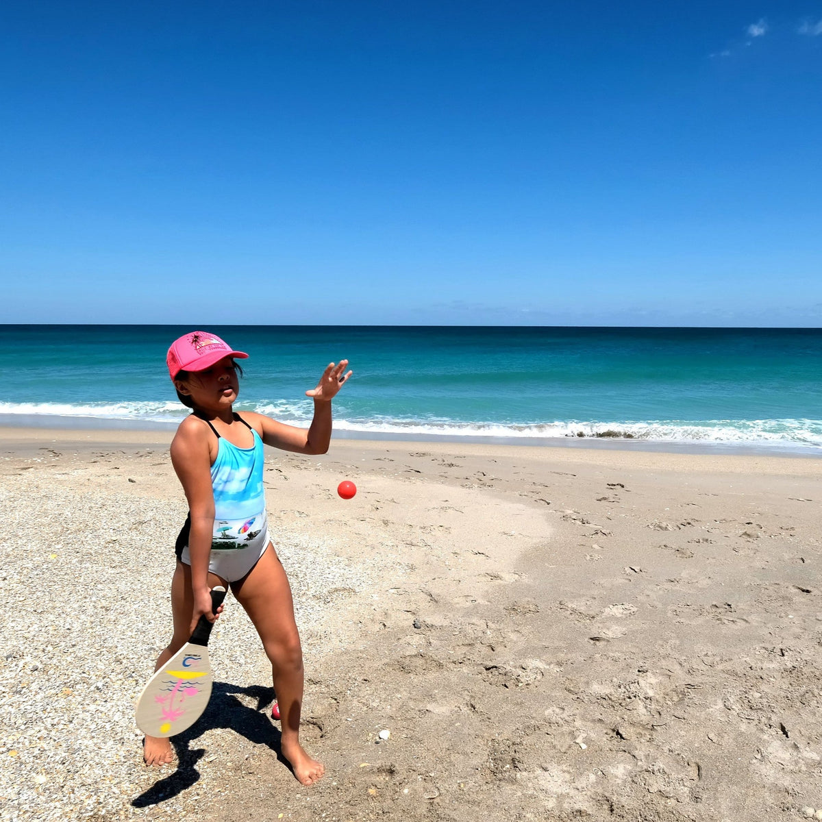 Best Seller! Pink Flamingo & Green Florida Gator Premium Frescobol Paddle Starter Set