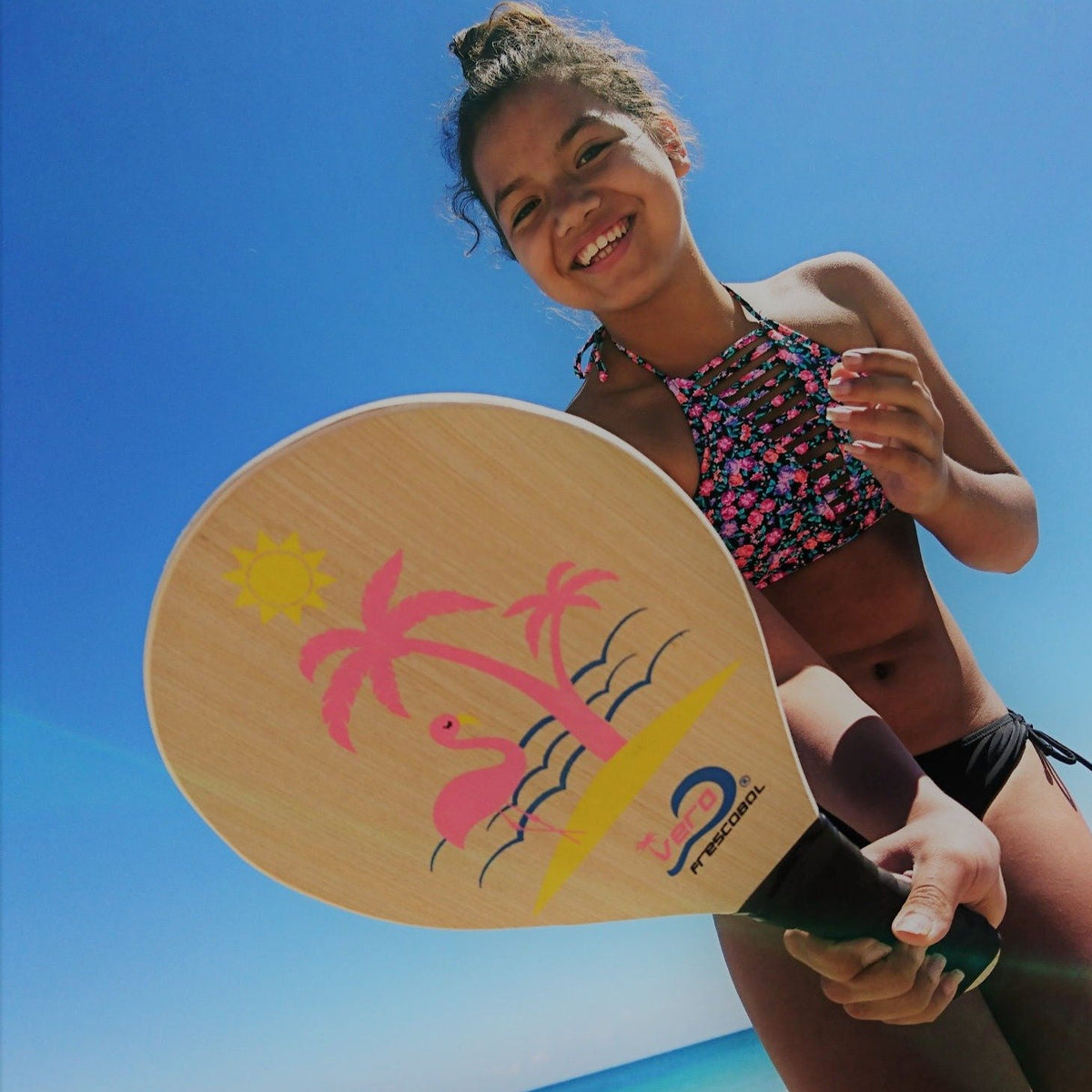 Best Seller! Pink Flamingo & Green Florida Gator Premium Frescobol Paddle Starter Set